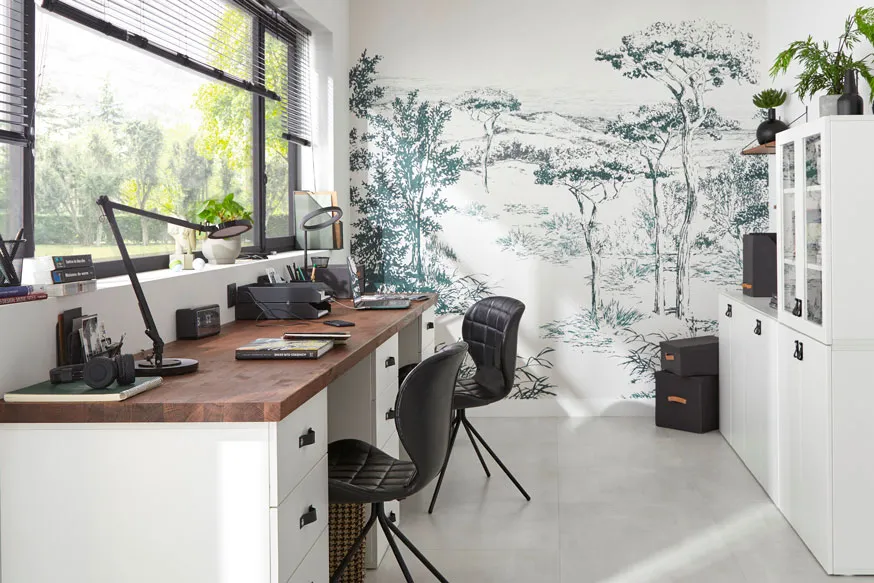 Bureau double avec zones parent enfant